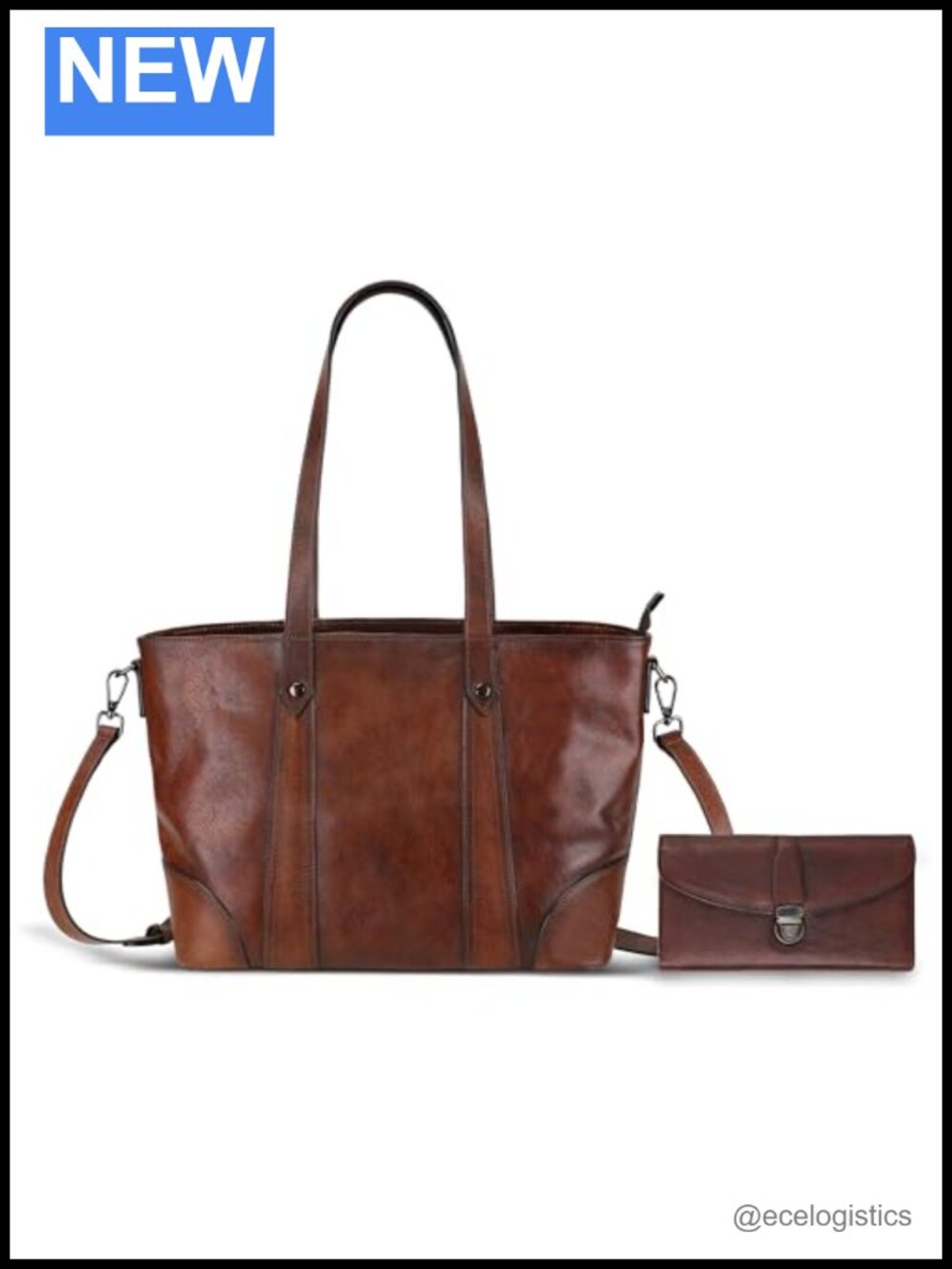 Genuine Leather Large Capacity Tote Crossbody Bag with Wallet, Set